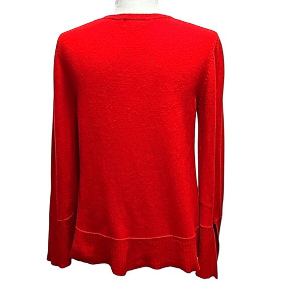 Bianco Blu Italy Women Merino Wool Blend Split Long Sleeve Red Sweater Size S - Picture 4 of 9